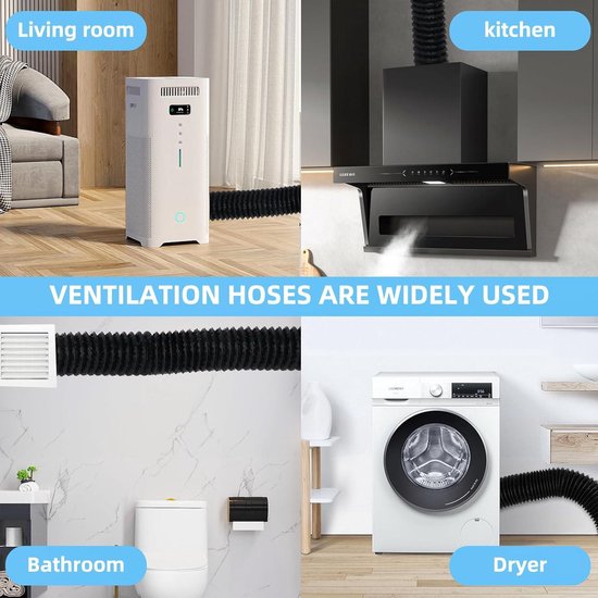 De ventilatieslangen, de luchtpijpen Ventilatieslang Isolatie Aluminium Kleding 80/100/110/120/150/160/170/180/200mm met 2 RVS Slangklemmen for Kweektenten Droger Kamers Huisventilatie(4m,100mm