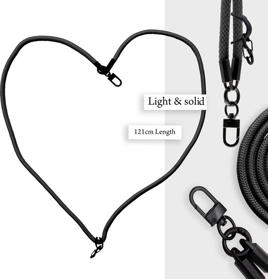 Chaîne de téléphone portable Cadorabo adaptée au HTC Desire 830 en NOIR avec cordon de sangle réglable à accrocher autour du cou