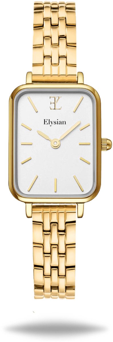Elysian - Horloge Dames Rechthoekig - Goud - Schakelband - Waterdicht - 26mm - Cadeau Voor Vrouw