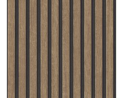 LATTENWAND BEHANG | industrieel - Zwart Bruin - A.S. Création Elements 2