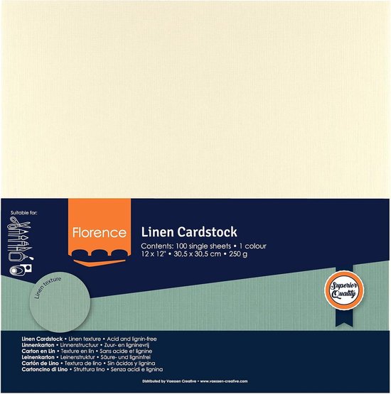 Florence Beige Linnen Karton 250g - 100 Vellen 30,5 X 30,5 Cm Voor Scrapbooking En Uitnodigingen