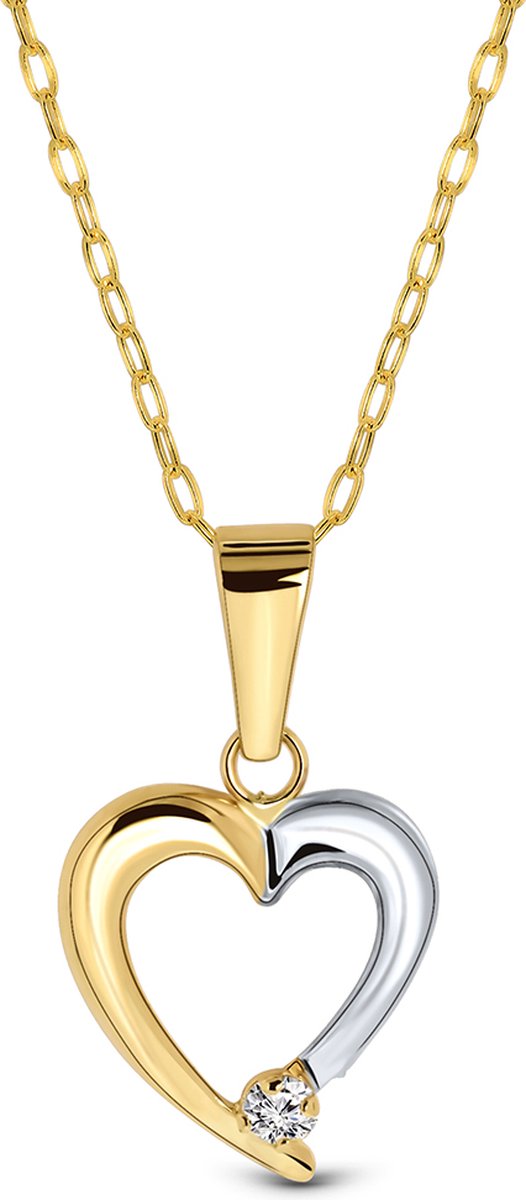 Miore Pure Collier Ketting – 9 Karaat - Kleur Geelgoud - met Zirkonen