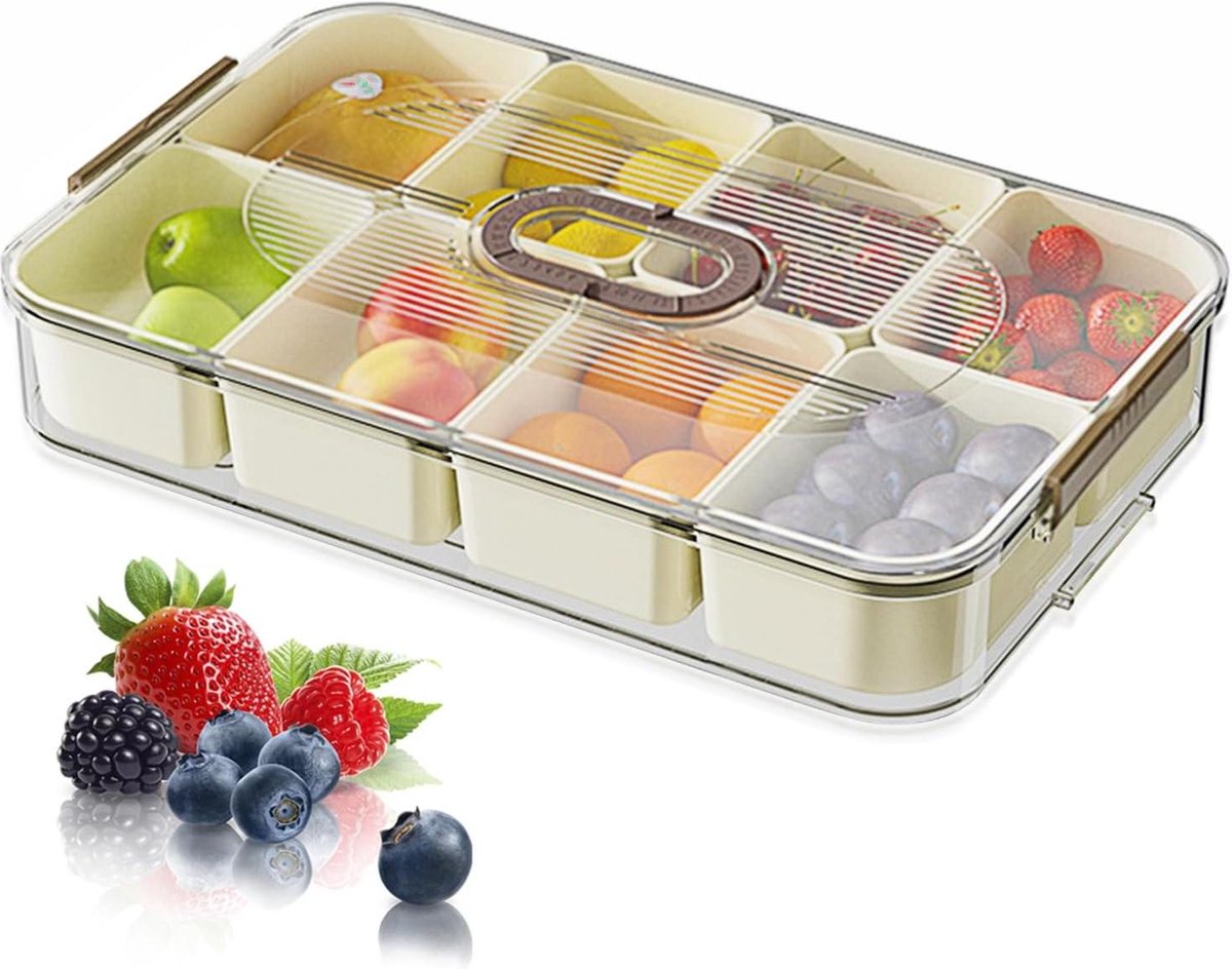 Snackschaal met Deksel - Organizer voor Snoep en Snackbox met Vakken