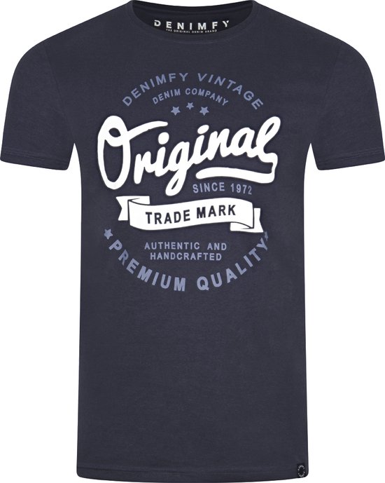 DENIMFY T-Shirt Homme coupe classique Blauw XXL Col Rond Adultes