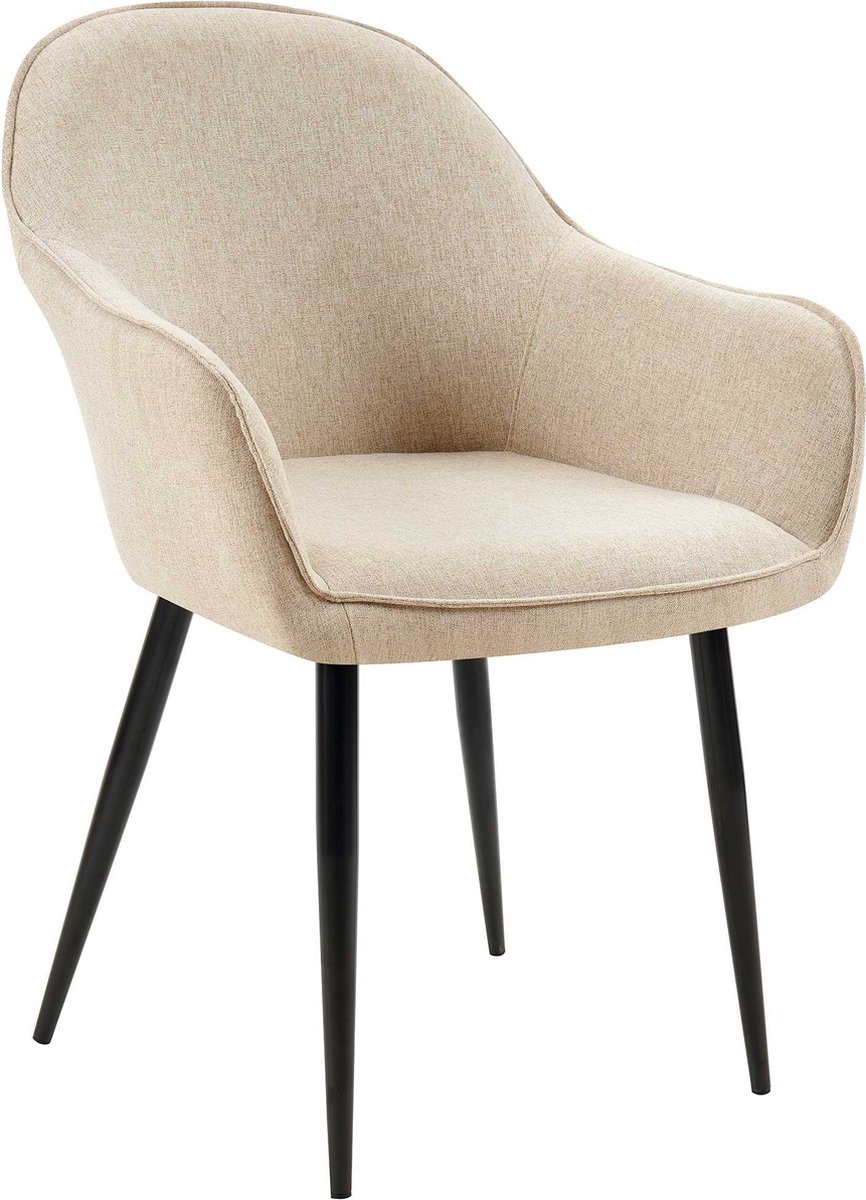CLP Boise Eetkamerstoel - Met armleuning - Metalen frame - Stof - taupe