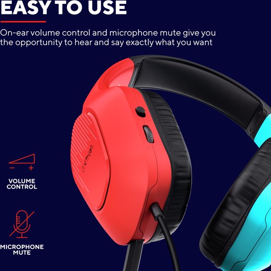 Trust GXT 416S Zirox - Casque de Gaming filaire - pour Nintendo Switch - 3,5 mm - Stéréo - Rouge/ Blauw