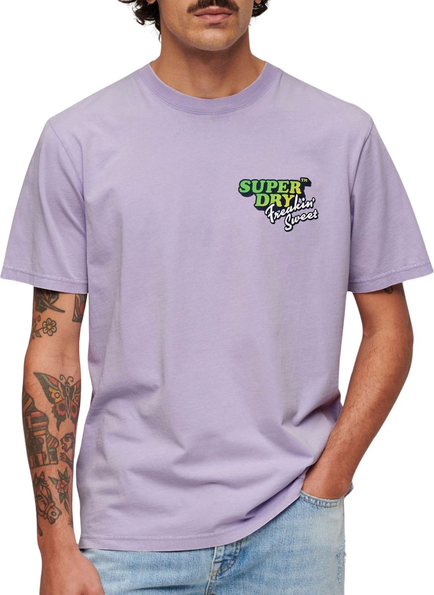 Superdry Neon Travel Chest Loose Shirt Heren Paars