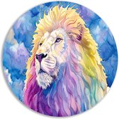 Décoration murale Lion ronde - Cercles muraux Animaux - Bols muraux Nuages - Tableau Vintage - Assiette murale - Décoration murale murale cercle mural aluminium 70x70 cm