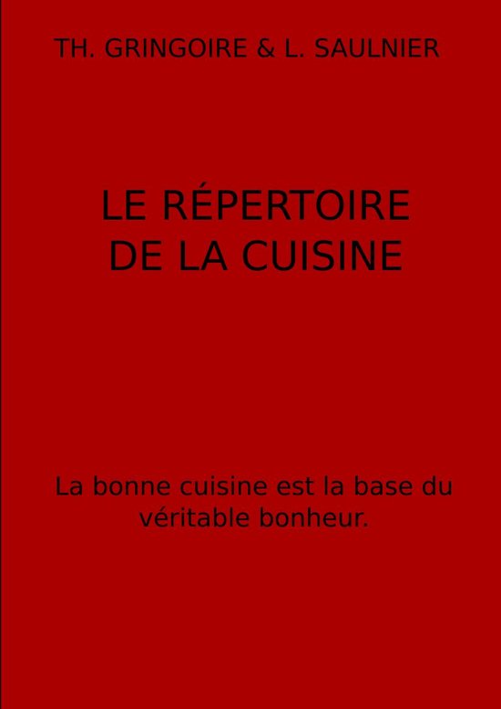 LE RÉPERTOIRE DE LA CUISINE - cover
