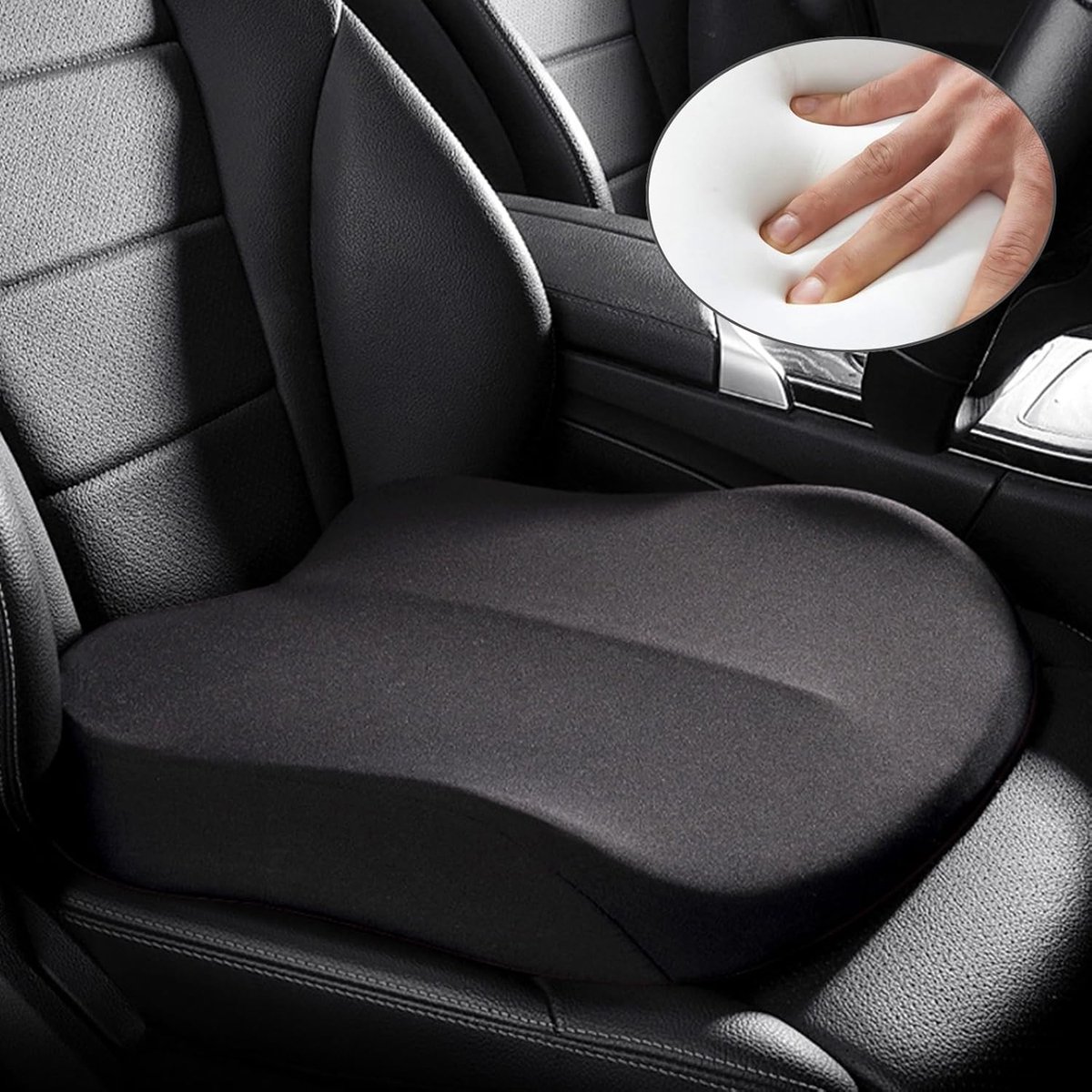 Kussen voor autostoel, ergonomisch stoelkussen, voor eettafel, bureaustoel, rolstoel, tuinstoel, zitverhoging voor auto en volwassenen (zwart