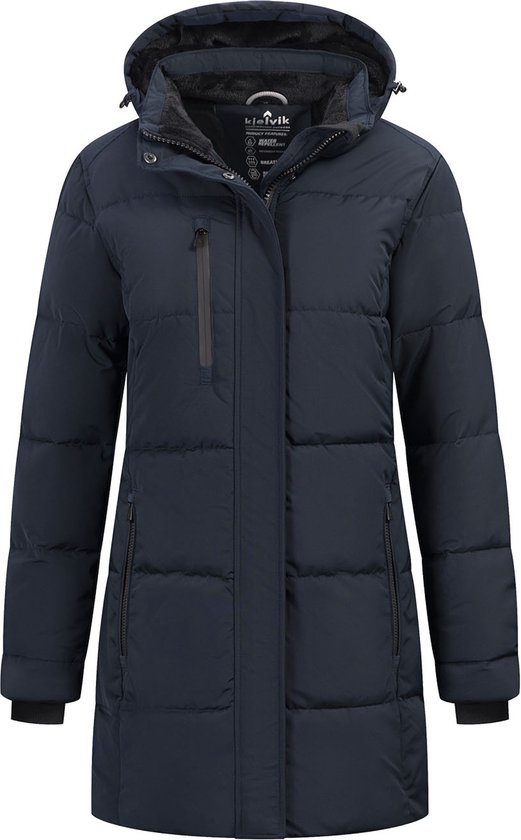Wantdo Winter Gewatteerde Warme Parka Jas met Bont Buitenkant Winddichte Werkjas Zware Vrouwenjas Zwart S