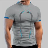 Sportshirt heren - fitness shirt heren - Sportshirt heren korte mouw - fitness kleding heren - sportshirt heren- sport T-shirt heren - sportshirt heren- fitness shirt heren korte mouw -Maat XXL- Grijs