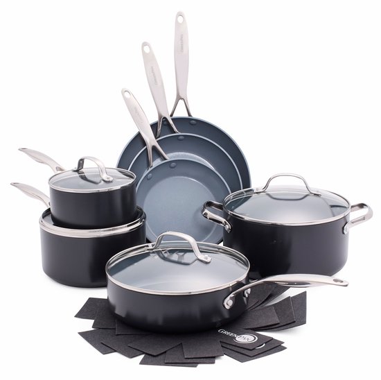 GreenPan Valencia Pro 10-delige pannenset - inductie - aluminium - incl deksels - kook- en koekenpannen - incl beschermers - stainless steel handvaten - PFAS-vrij