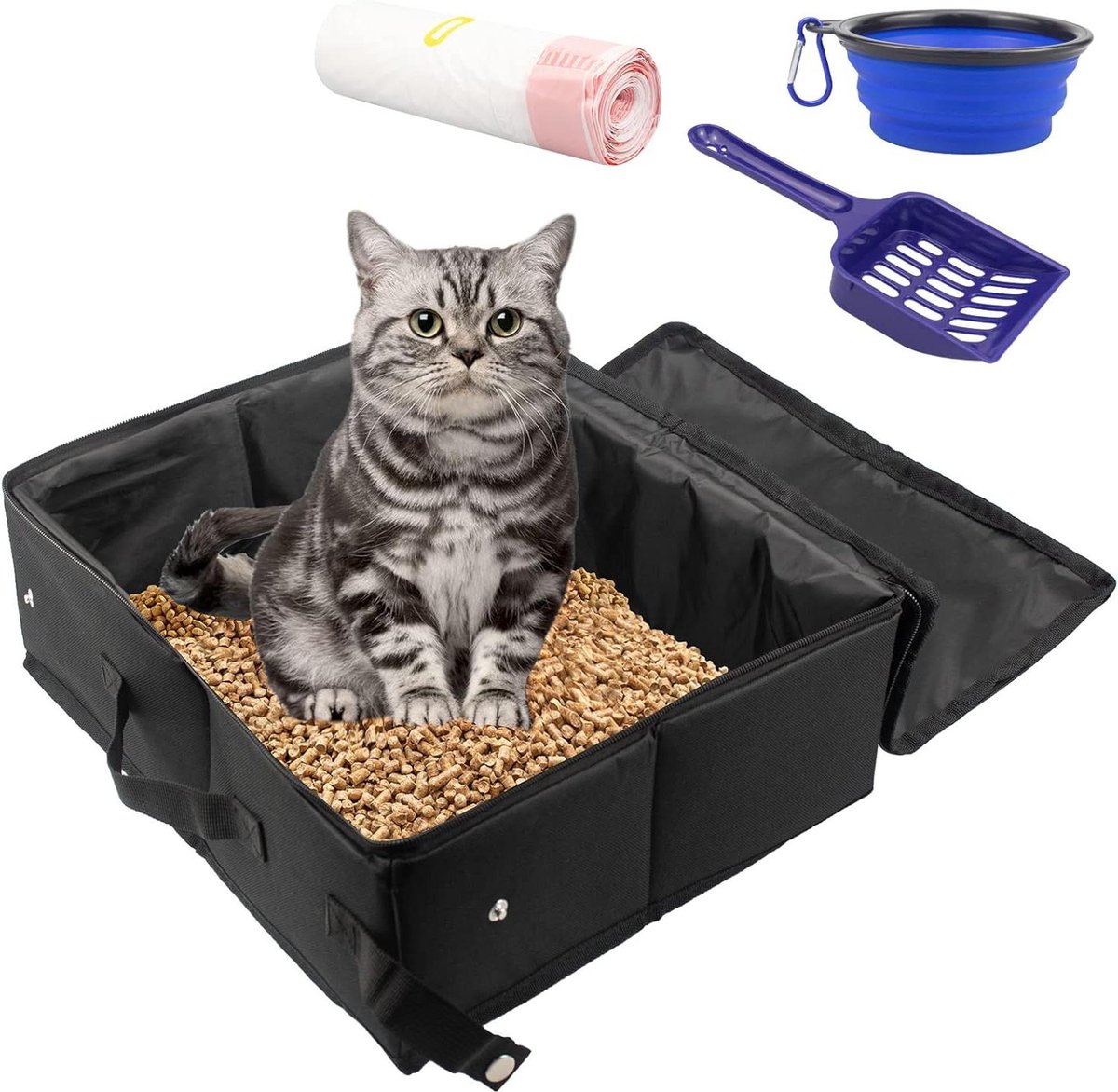 Kattenbak Opvouwbare Reiskattenbak – Draagbare Kattenbak Met Deksel en Handvat – Middelgrote Katten en Poesjes – Lekvrij – Lichtgewicht – Waterdicht 3