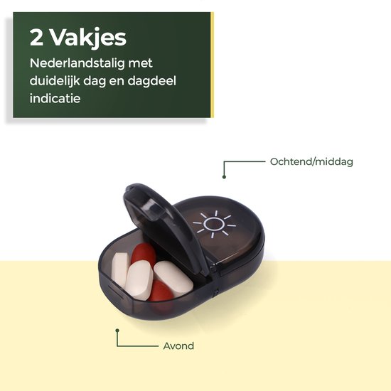 Gandria Pilulier 7 Jours - Pilulier Amovible - Boîte à Médicaments avec 14 Compartiments - Boîte à Médicaments avec Fermeture Robuste - 2 Compartiments par Jour - Zwart