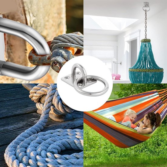 Muuranker voor Hangmat en Bokszak - RVS 304 Oogplaat met Ring M6 Oogplaten(40x35mm) - Duurzame Bevestigingshaken - Max. 70kg - Schroef inbegrepen muuranker — afbeelding 2