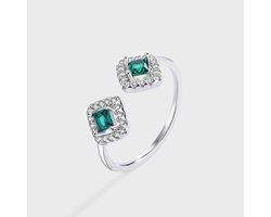 N3 Collecties Nieuwe Emerald Sterling S925 Zilveren Diamanten Paar Ring Voor Vrouwen