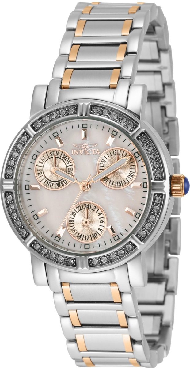 Invicta Angel 35831 Dames Horloge - Waterdicht - Analoog - Quartz Uurwerk - Roestvrij Staal met parelmoeren Wijzerplaat - 33mm