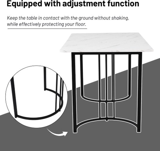 Ensemble de salle à manger (5 pièces) - ensemble table à manger avec 4 chaises - ensemble de table de cuisine moderne - table de cuisine 140×80cm avec pieds en métal noir - plateau de table en MDF blanc - chaises de salle à manger en velours noir