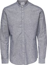 Only & Sons Chemise Onscaiden Ls Solid Linen Mao Shirt 22019173 Dress Blues Men Size - M