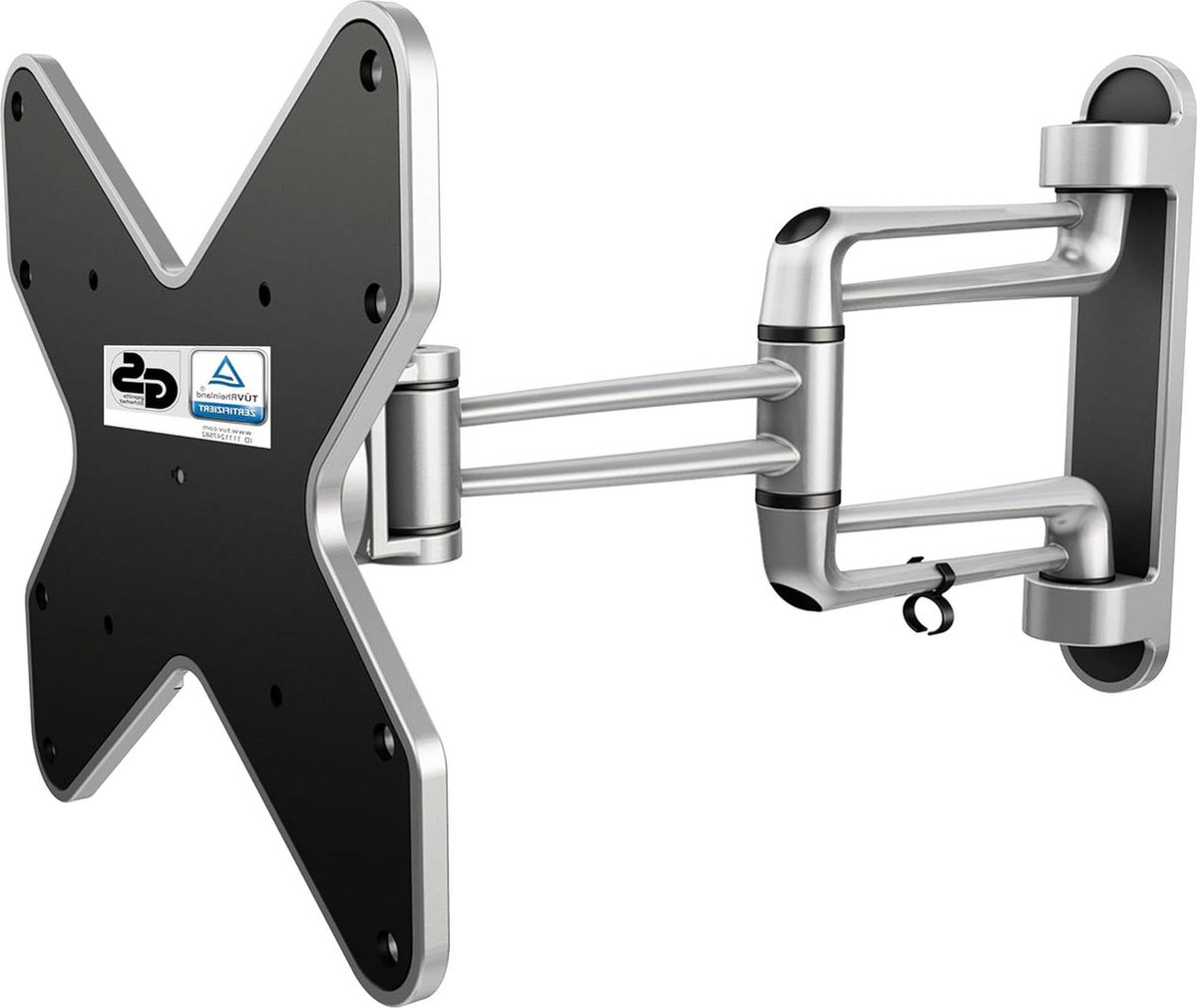 Muurbeugel TV draaibaar-kantelbaar universeel 15-37 inch 38-94cm VESA 100x100-200x200 zilver