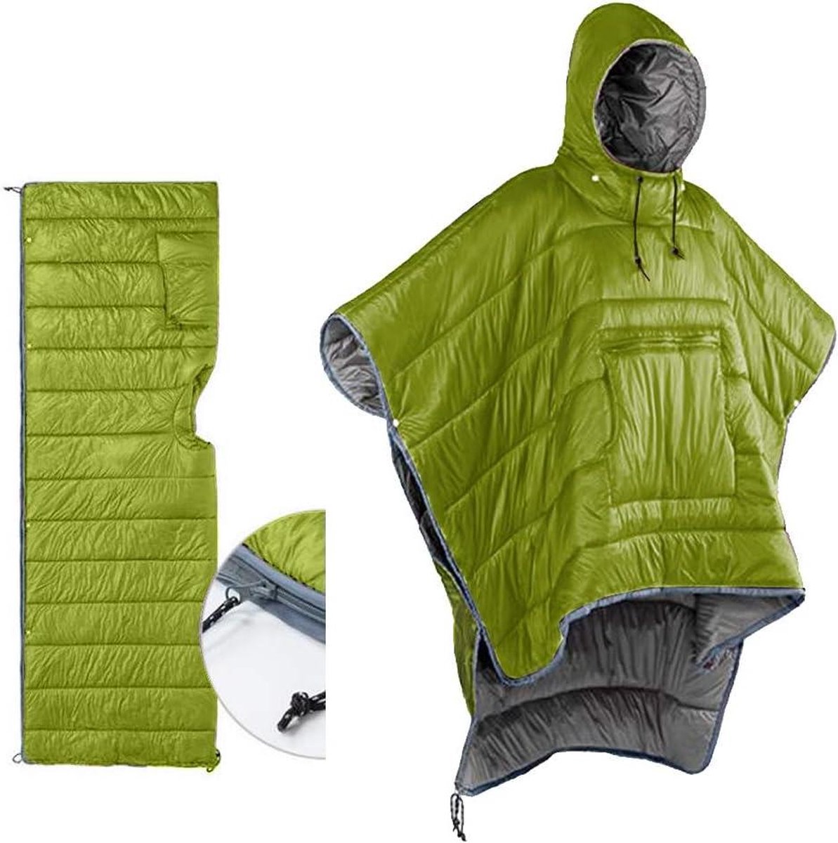 Mantel Slaapzak Winter Camping Poncho Draagbare Capuchon Deken Luie Quilt Lounge Deken Warm Jas - Unisex.