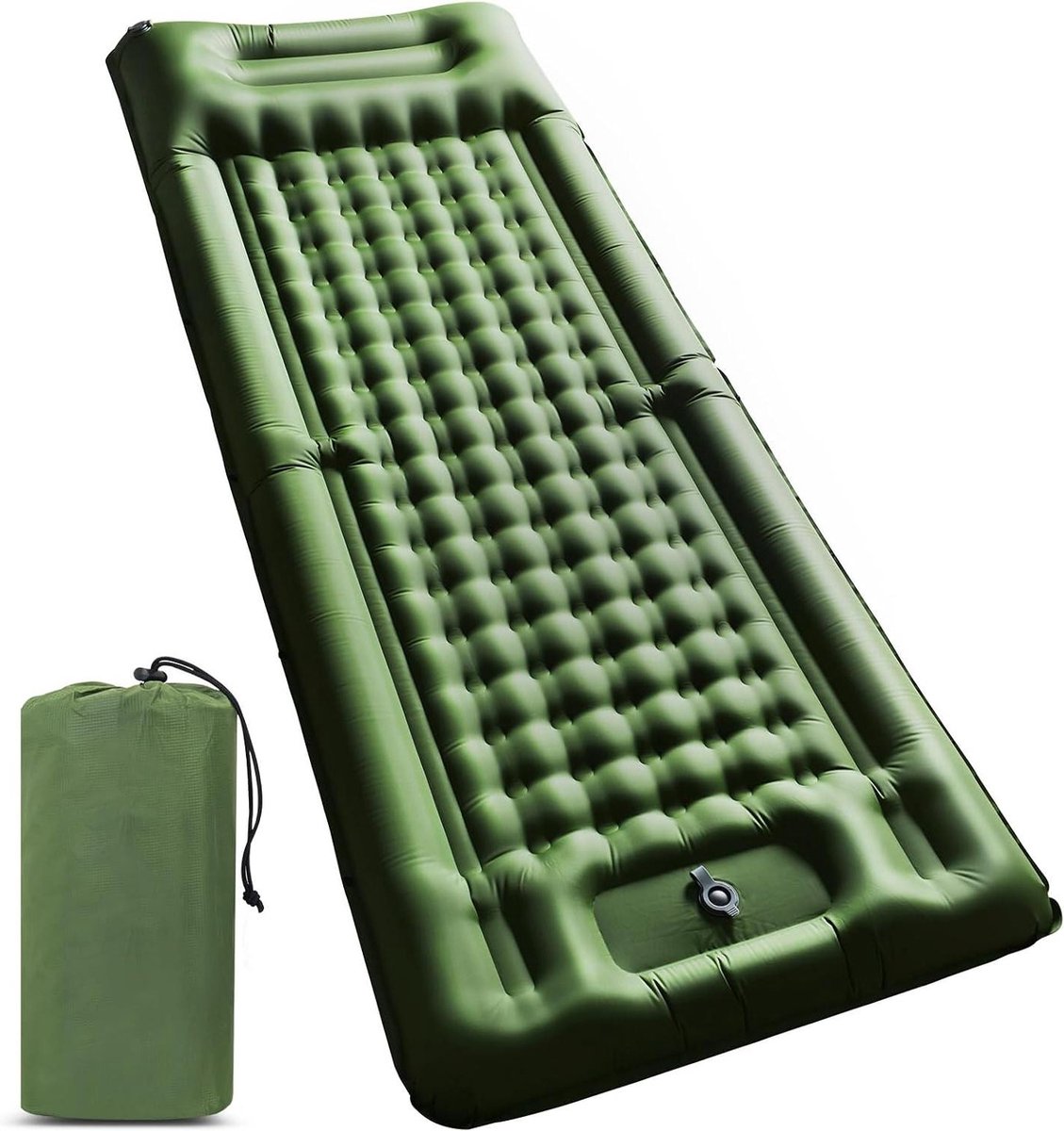 Ultralichte campingmat met kussen en voetpomp - Opblaasbare slaapmat voor kamperen, backpacken, wandelen en reizen