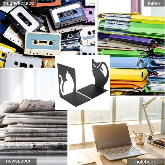 Zwarte boekensteun met golvend design | set van 2