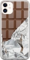 iPhone 11 hoesje siliconen - Chocoladereep - Soft Case Telefoonhoesje - Print / Illustratie - Transparant, Bruin