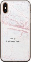 Leuke Telefoonhoesjes - Hoesje geschikt voor iPhone Xs - Today I choose joy - Soft case - TPU - Tekst - Grijs