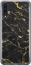 Leuke Telefoonhoesjes - Hoesje geschikt voor Samsung Galaxy A70 - Marmer zwart goud - Soft case - TPU - Marmer - Zwart