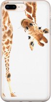 iPhone 8 Plus/7 Plus hoesje siliconen - Giraffe - Soft Case Telefoonhoesje - Giraffe - Transparant, Bruin