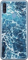 Samsung A11 hoesje - Oceaan blauw | Samsung Galaxy A11 hoesje | Siliconen TPU hoesje | Backcover Transparant