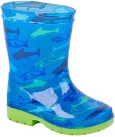 Blauwe kleuter/kinder regenlaarzen sharks - Rubberen haaien print laarzen/regenlaarsjes voor kinderen 25