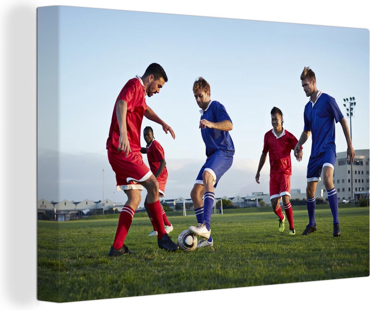 Canvas Schilderij Voetbal Voetbalwedstrijd canvas 2cm