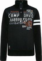 Camp David, troyer pullover in een materiaalmix met artwork