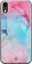 iPhone XR hoesje siliconen - Marmer blauw roze | Apple iPhone XR case | TPU backcover transparant