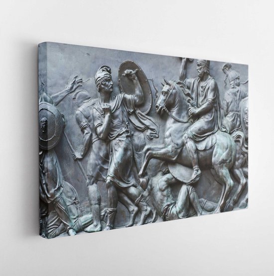 Old Russian iron statue plate with man on horse - Modern Art Canvas -Horizontal - 86790061 - 40*30 Horizontal