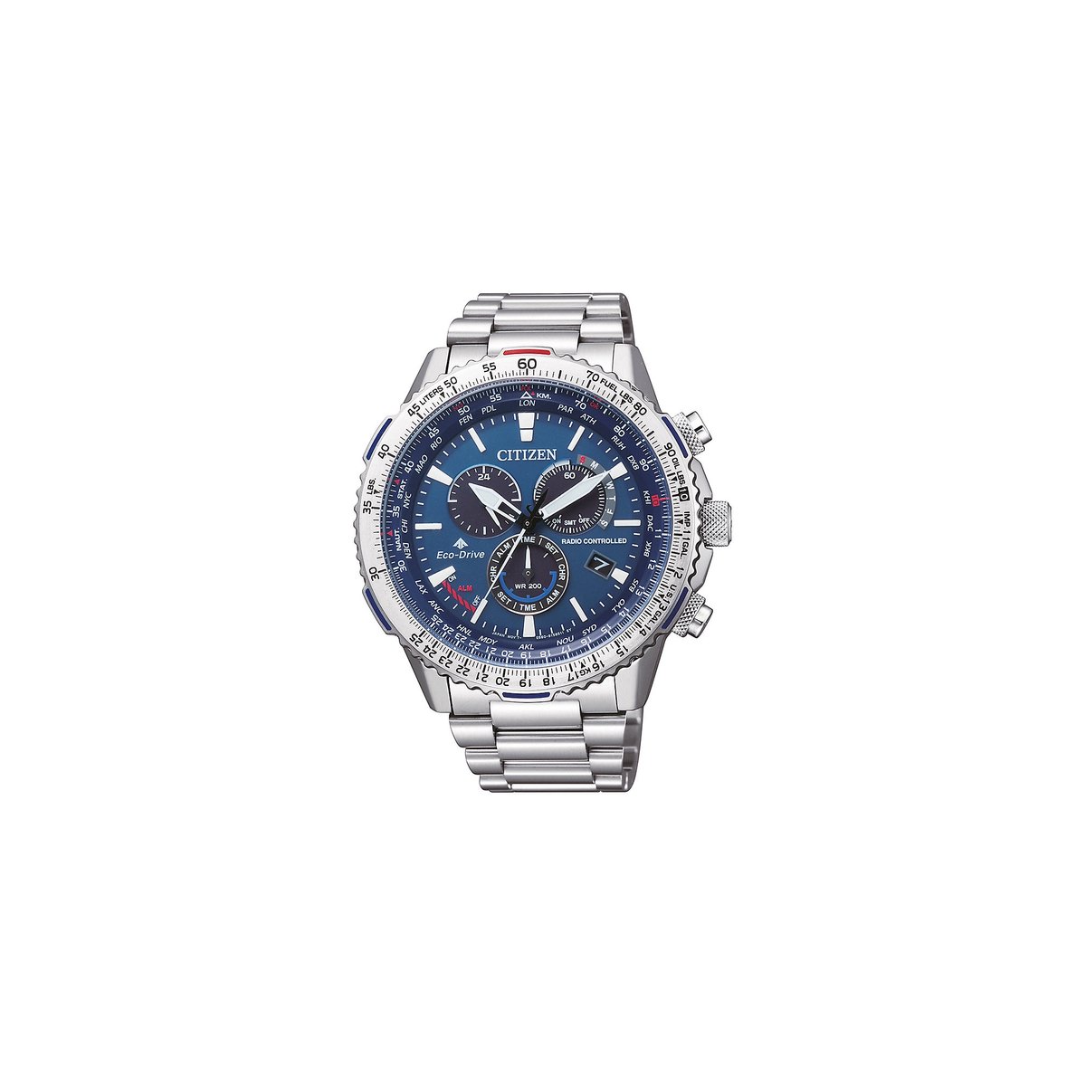 Citizen Radio Controlled Horloge - Citizen heren horloge - Blauww - diameter 47 mm - roestvrij staal