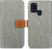 iMoshion Luxe Canvas Booktype Samsung Galaxy A21s hoesje - Grijs