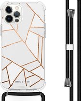 iMoshion Design hoesje met koord voor de iPhone 12, iPhone 12 Pro - Grafisch Koper - Wit / Goud