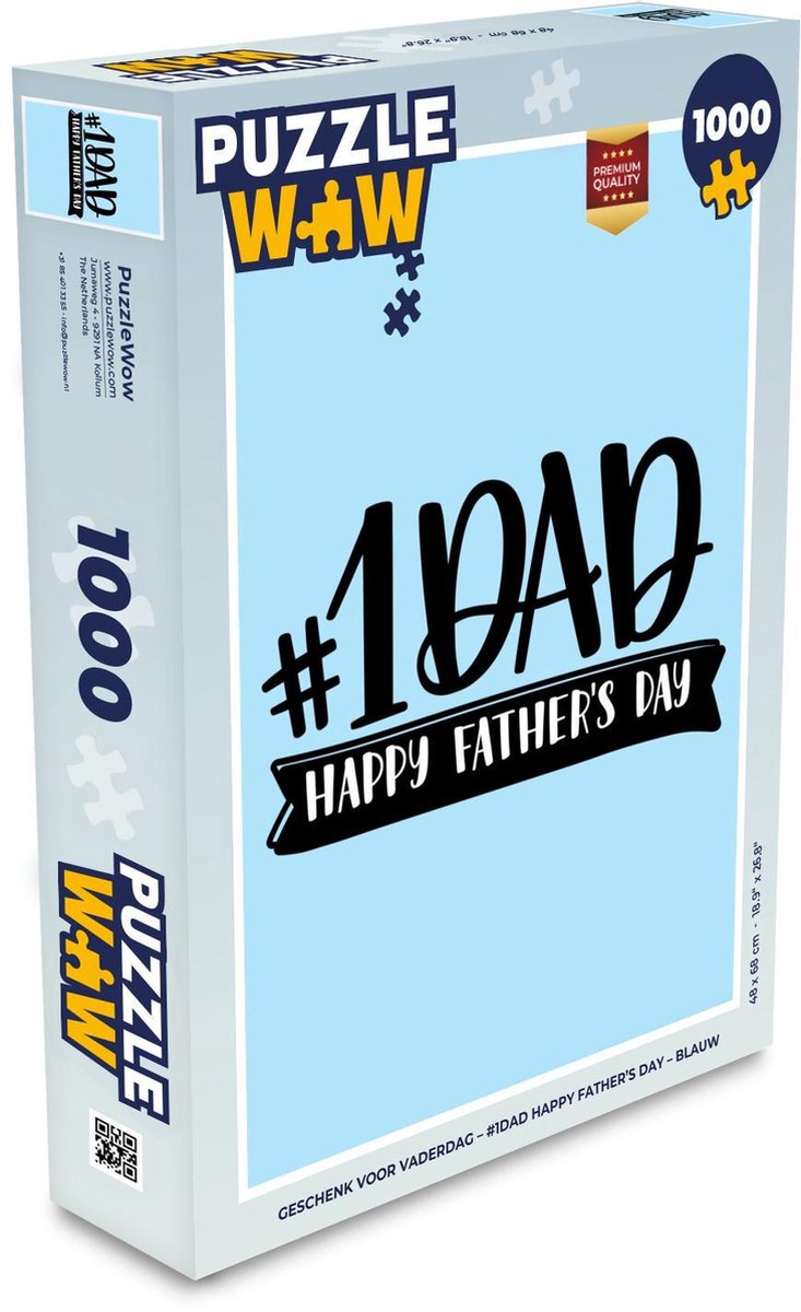 Afbeelding van product Puzzel 1000 stukjes volwassenen Vaderdag Quotes - 1 1000 stukjes - Geschenk voor Vaderdag #1DAD HAPPY FATHER’S DAY – blauw - PuzzleWow heeft +100000 puzzels