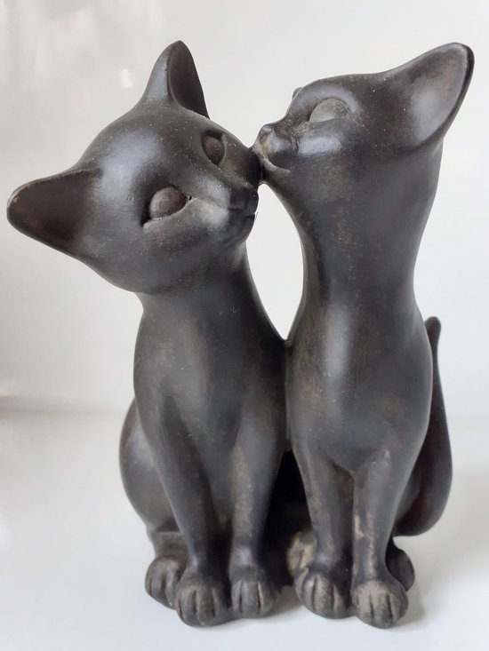 majoor Smash waterbestendig Katten beelden zwart katjes verliefd van Slijkhuis 17x13x13 cm | bol.com