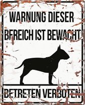 D&D Waakbord / Warning sign square bull terrier de Wit 20x25cm