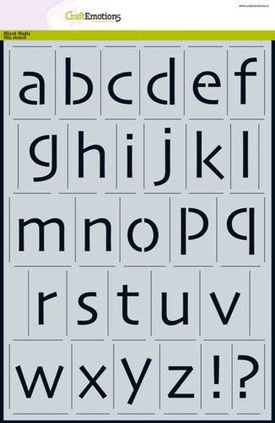 CraftEmotions stencil - alfabet kleine letters Skia A4 - H=Â±35mm A4