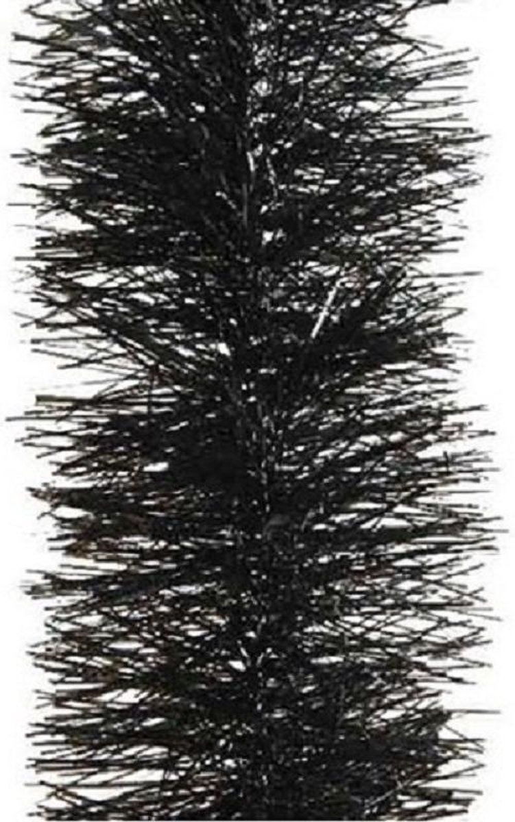 3x Kerstslingers zwart 10 cm breed x 270 cm - Guirlande folie lametta - Zwarte kerstboom versieringen