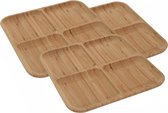 3x Serveerplanken/borden 4-vaks van bamboe hout 30 cm - Keuken/kookbenodigdheden - Tapas/hapjes presenteren/serveren - Vakkenbord/plank - Serveerborden/serveerplanken