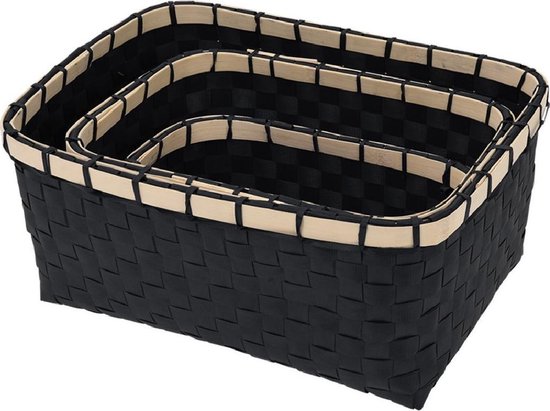 pijn Illusie dorp 3x Zwarte opbergmanden 25cm/28cm/34cm - Badkamer accessoires -  Woondecoratie -... | bol.com