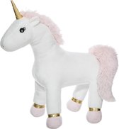 Atmosphera Pluche eenhoorn wit - Knuffel eenhoorn XL - WIt met roze - Unicorn - H 45 cm - Knuffeldier kind