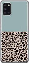 Samsung Galaxy A31 hoesje siliconen - Luipaard mint - Soft Case Telefoonhoesje - Luipaardprint - Blauw